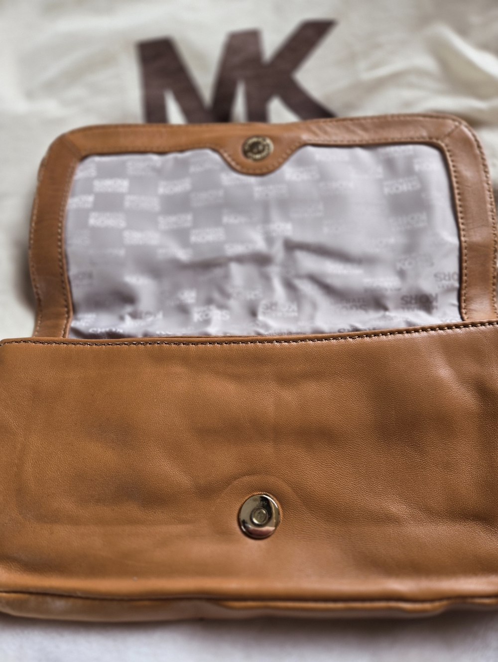 Michael Kors Brown Leather Clutch with Gold Hardware - Picture 4 of 5